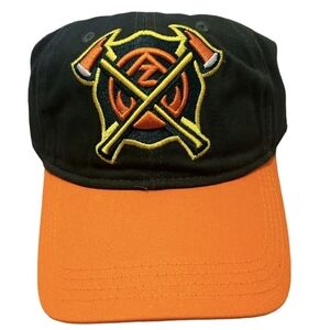 STARTER Black and Orange Hat with Embroidered Design